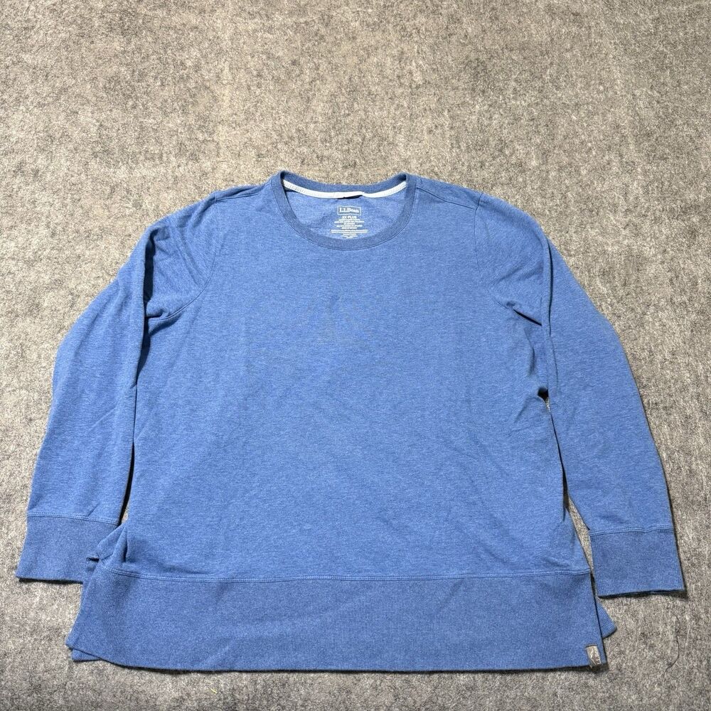 LL Bean Roll Neck Sweater Blue Womens Size 3X Cotton Slub Heritage Earthy